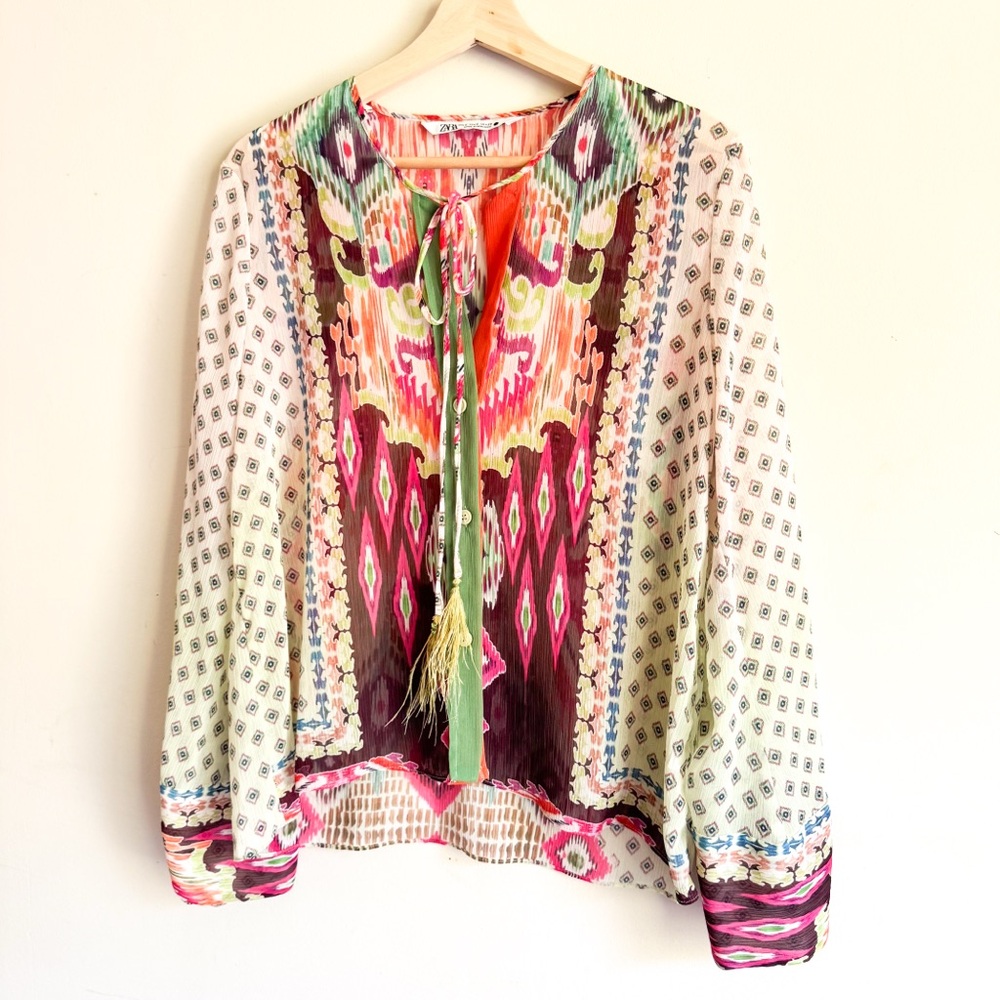 Zara Multicolor Printed Top Size Small - Picture 3 of 11